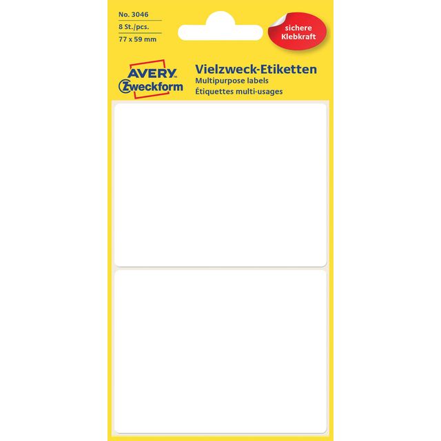 Avery Zweckform - Etiket avery 3046 77x59mm wit 8st