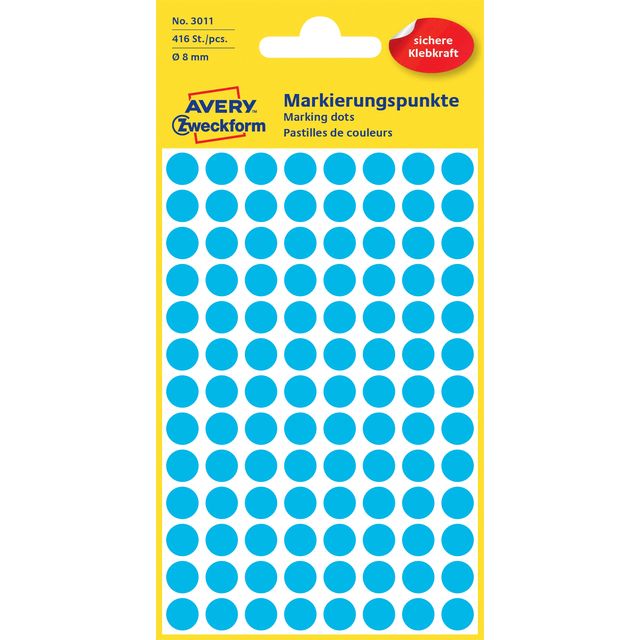 Avery Zweckform - Etiket avery 3011 rond 8mm blauw 416st