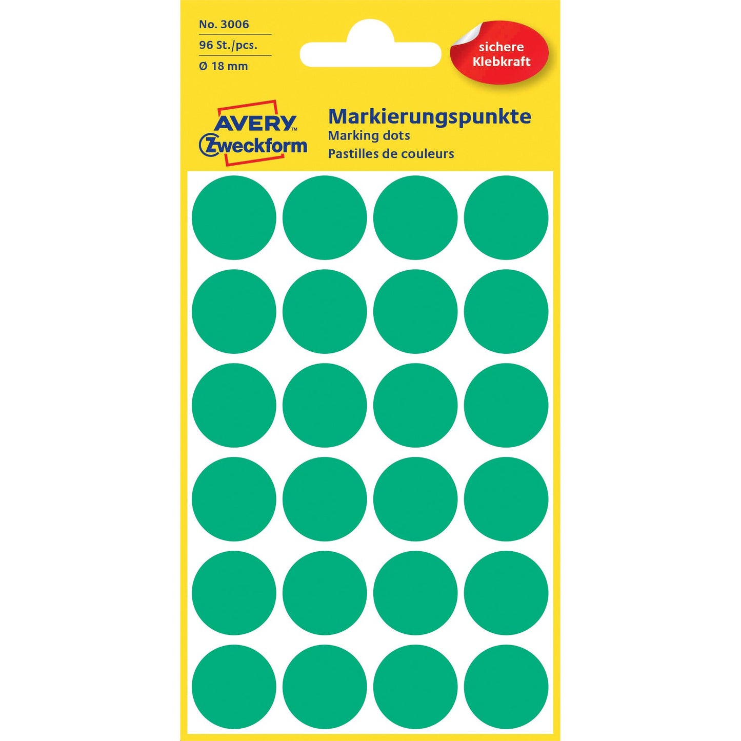 Avery Zweckform - Etiket avery 3006 rond 18mm groen 96st