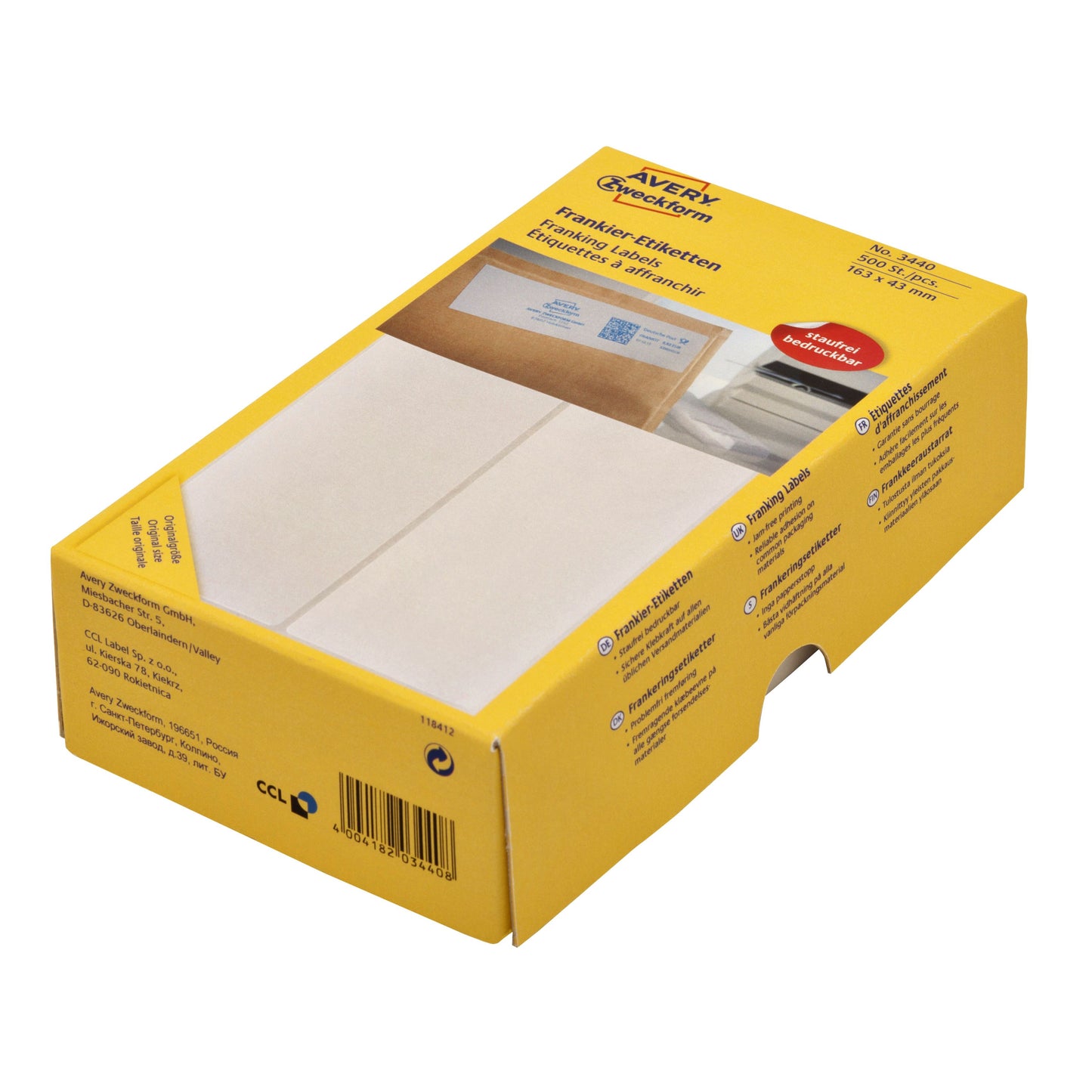 Avery Zweckform - Frankeeretiket avery 3440 163x43mm 500st