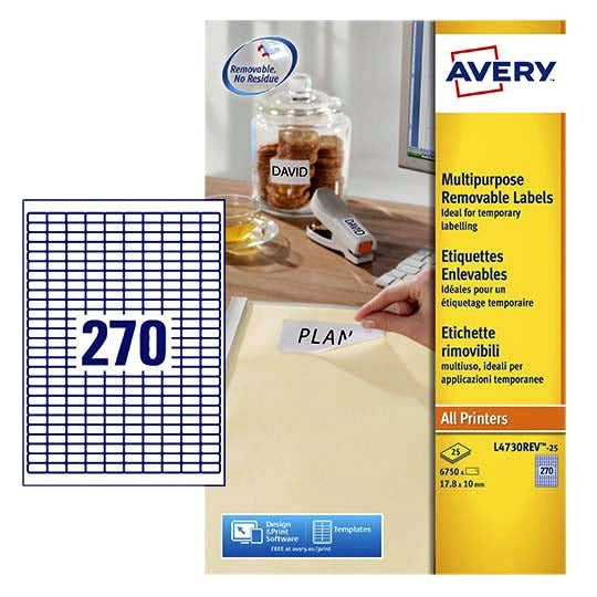 Avery - Etiket L4730REV-25 17.8x10mm wit 6750 etiketten