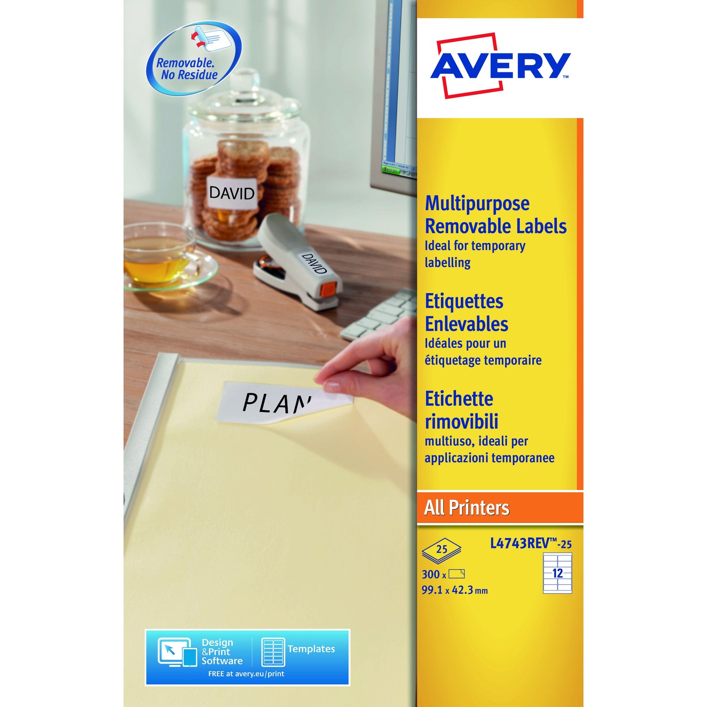 Avery - Etiket l4743rev-25 99.1x42.3mm wit 300st