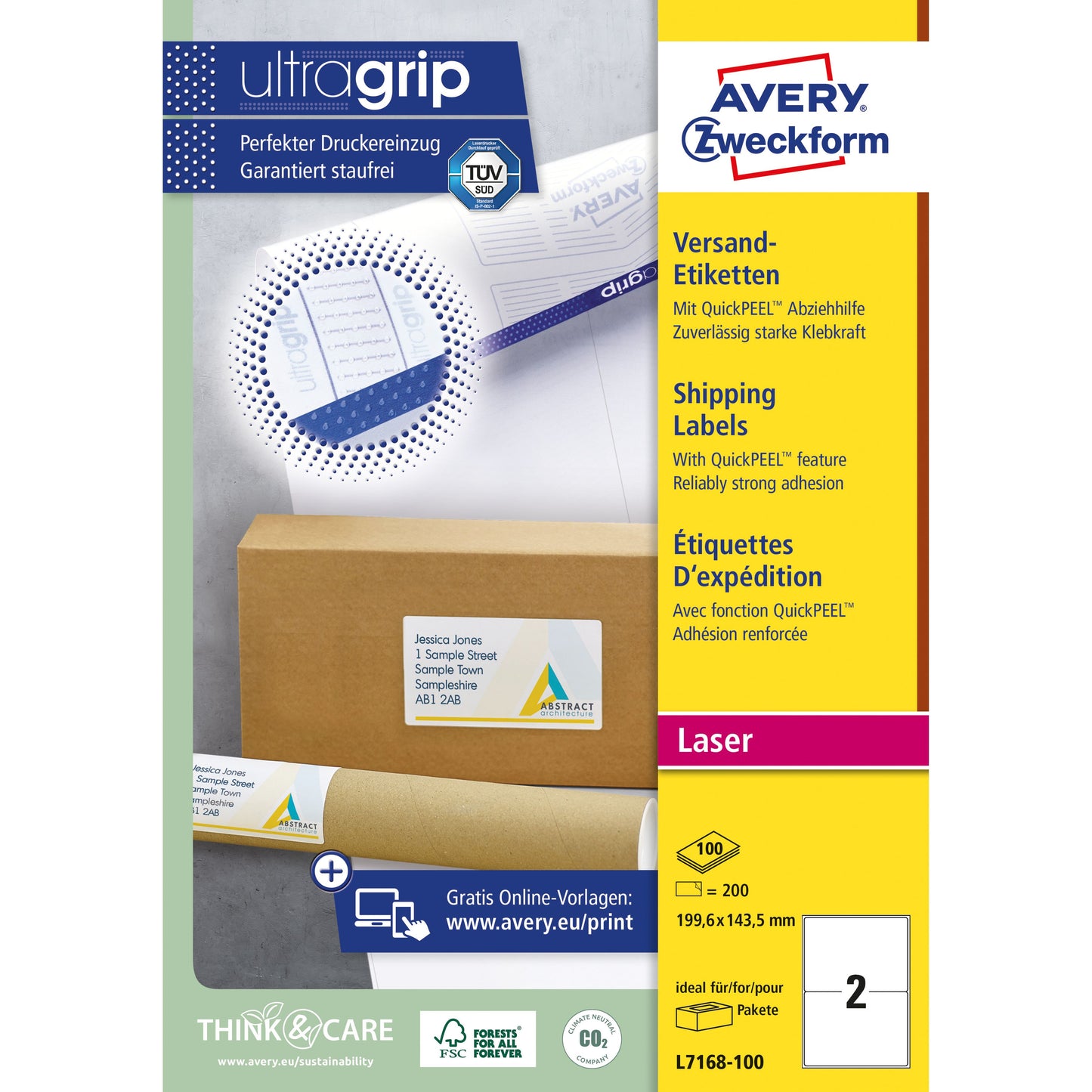 Avery - Étiquette L7168-100 199,6x143,5mm blanc 200 étiquettes