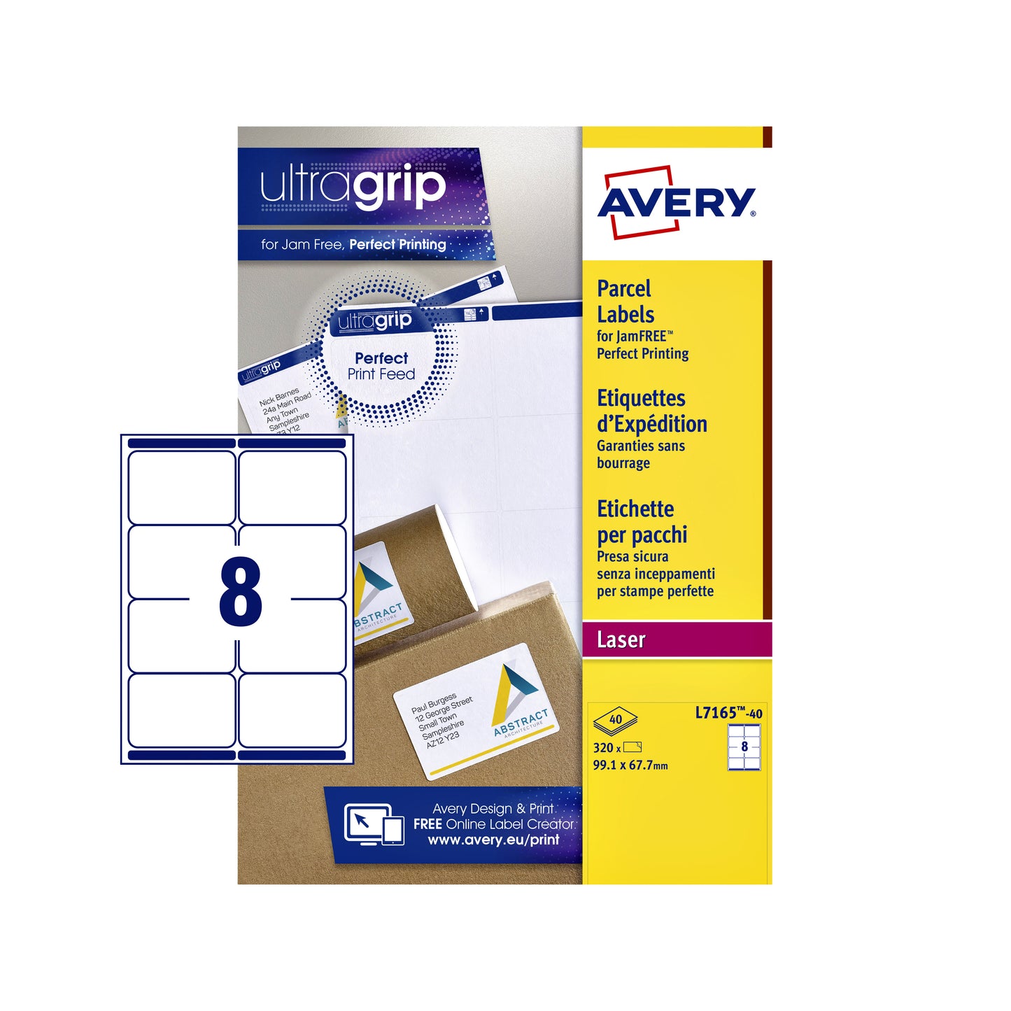 Avery - Etiquette L7165-40 99,1x67,7mm blanc 320 étiquettes