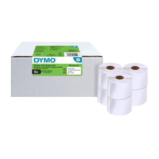 Dymo - Etiket LabelWriter carte de visite 54x101mm 6 rouleaux de 220 pièces blanc