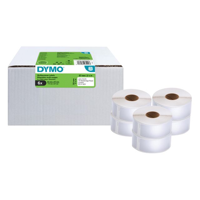 Dymo - Etiket LabelWriter multifonction 32x57mm 6 rouleaux de 1000 pièces blanc