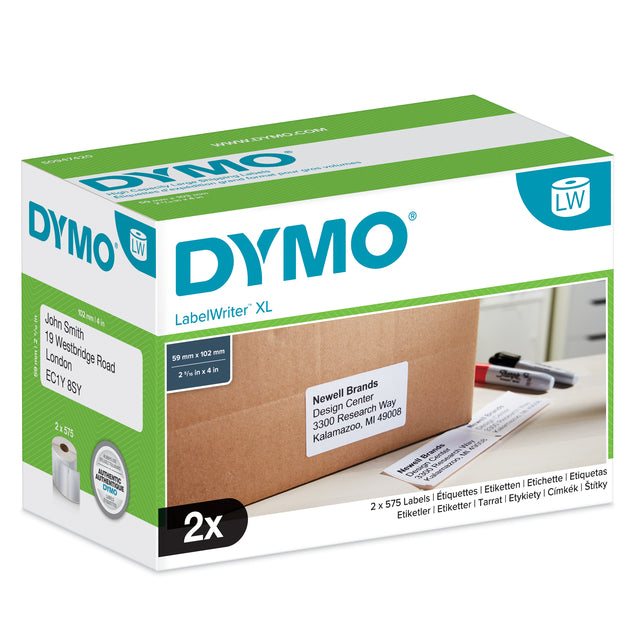Dymo - Etiket LabelWriter 5XL Versandetikett 59x102mm 2 Rollen à 575 Stück weiß