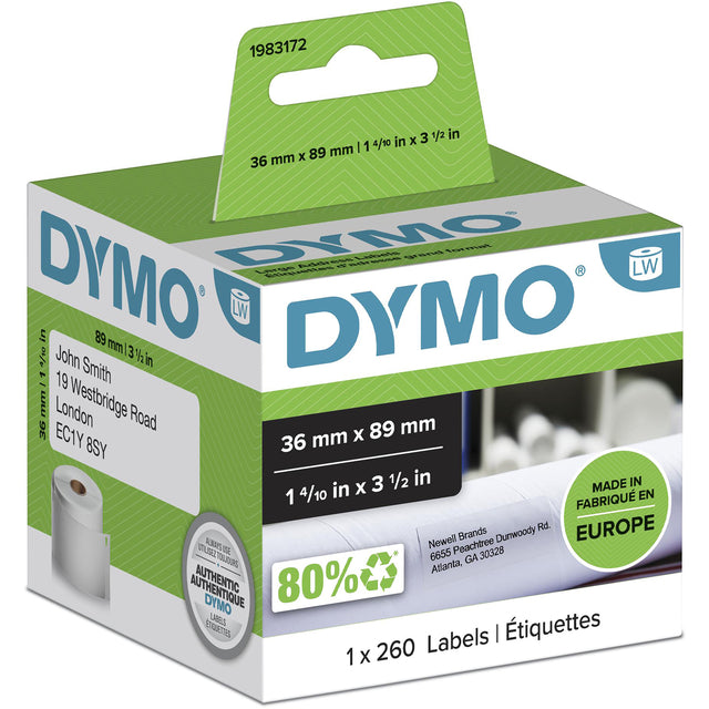 Dymo - Label LabelWriter Adressierung 36x89mm 1 Rolle à 260 Stück weiß