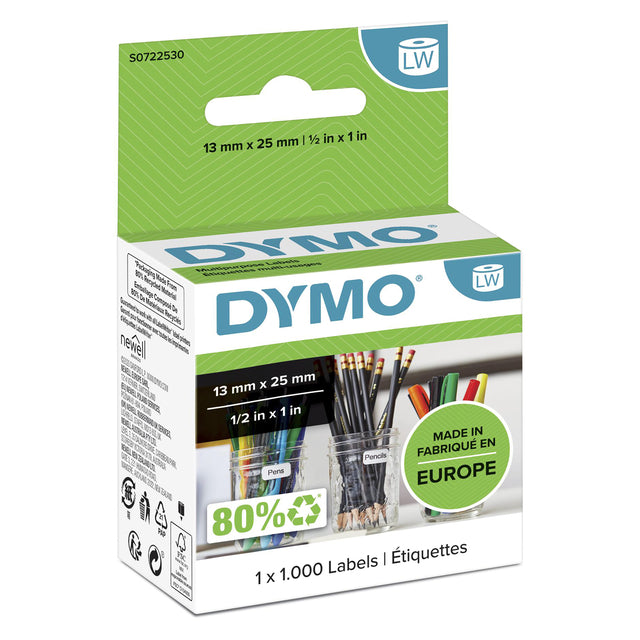Dymo - Etiket LabelWriter multifunktional 13x25mm 1 Rolle à 1000 Stück weiß