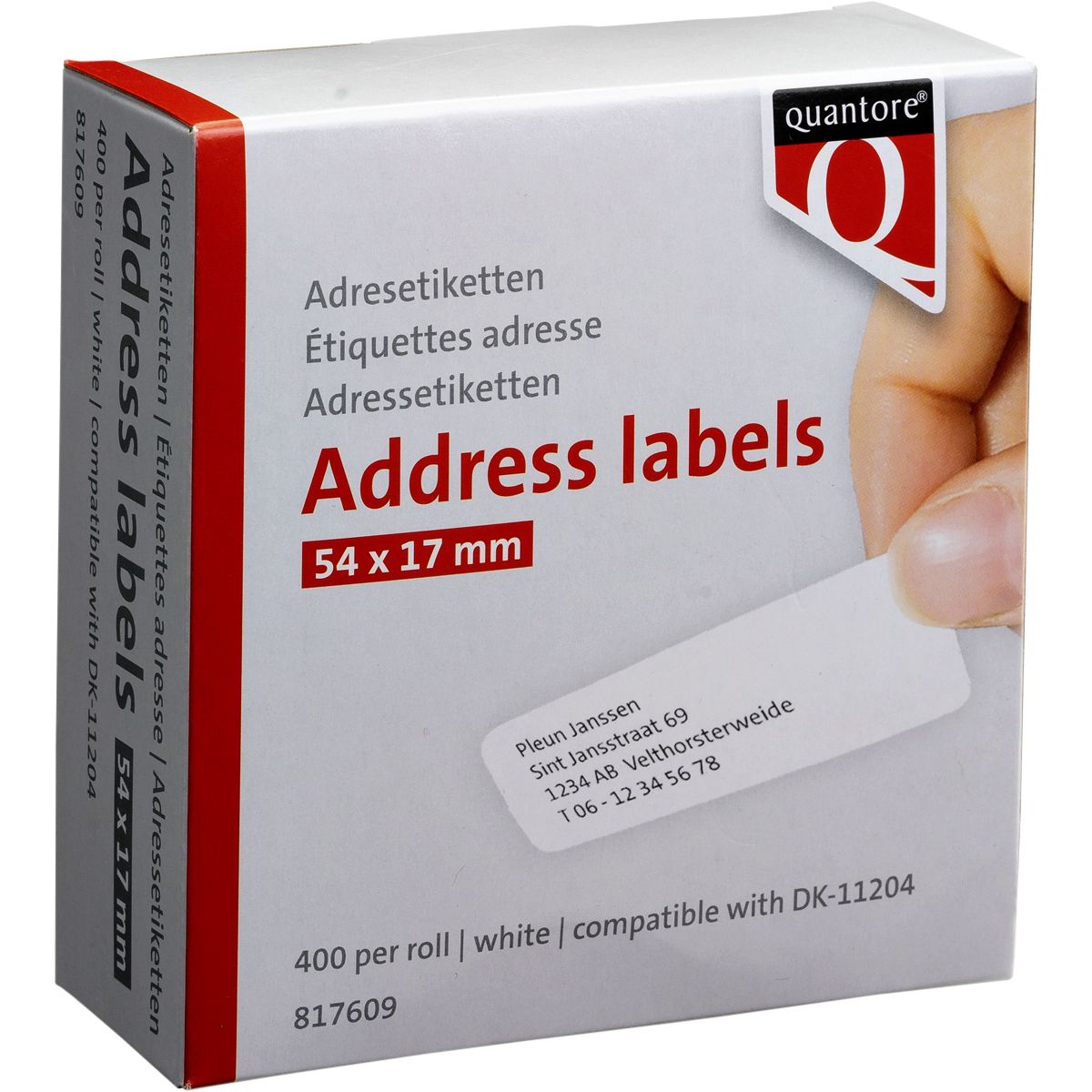 Quantore - Labeletiket DK-11204 17x54mm wit 400 stuks