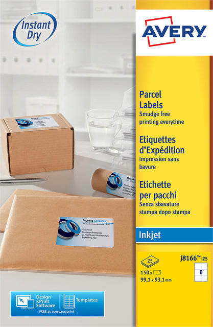 Avery - Etiket j8166-25 99.1x93.1mm wit 150 stuks