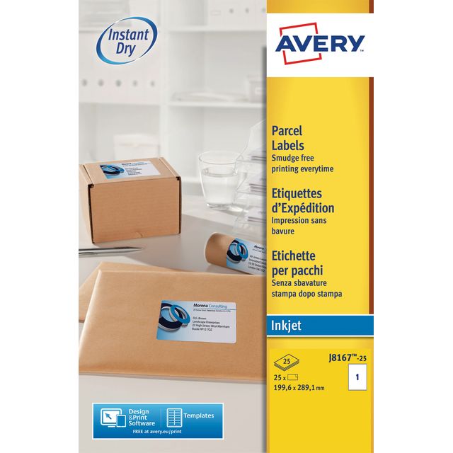 Avery - Étiquette j8167-25 199,6x289,1mm blanc 25 pièces