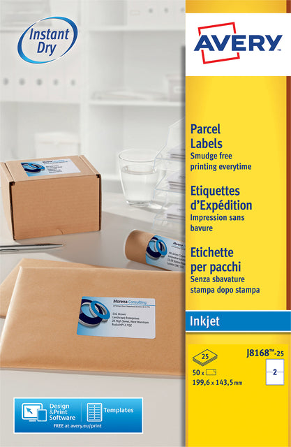 Avery - Étiquette J8168-25 199,6x143,5mm blanc 50 étiquettes