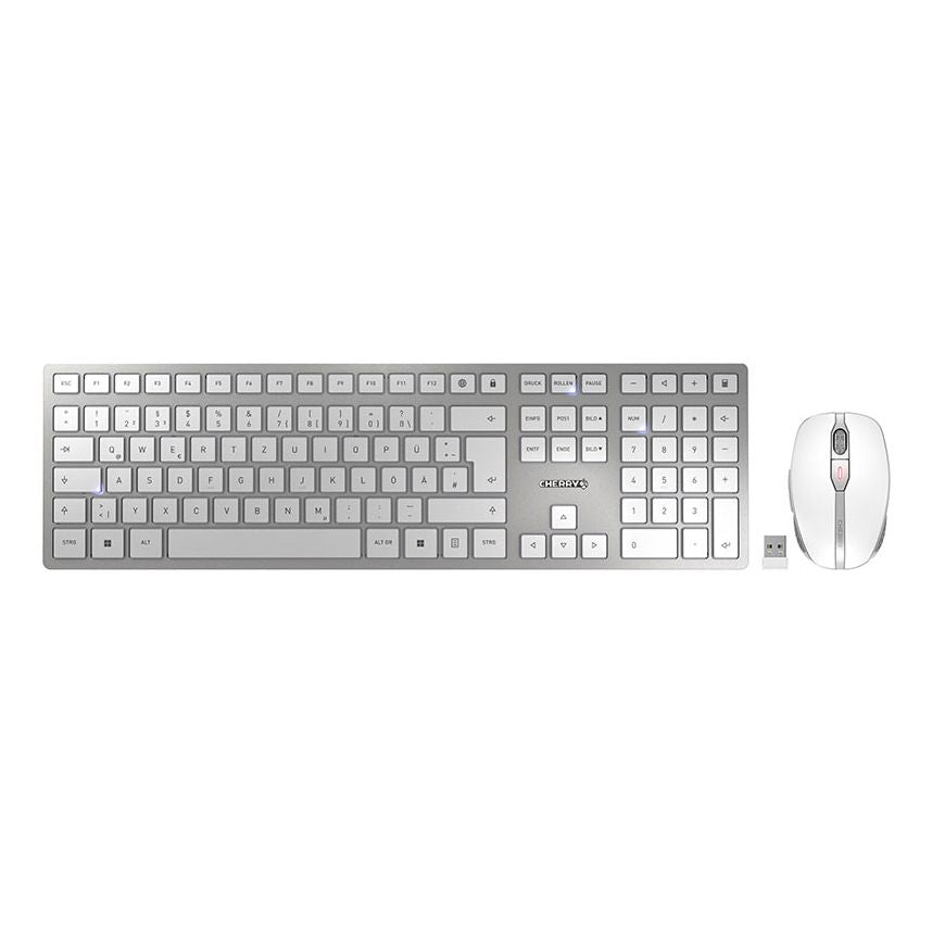 CHERRY - DW 9100 SLIM toetsenbord Inclusief muis Universeel RF-draadloos + Bluetooth QWERTZ Duits Zilver