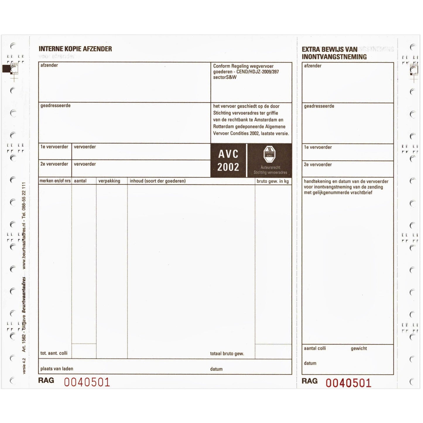 IEZZY - Frachtbrief BVA 1562 240x200mm 4fach 100 Stück