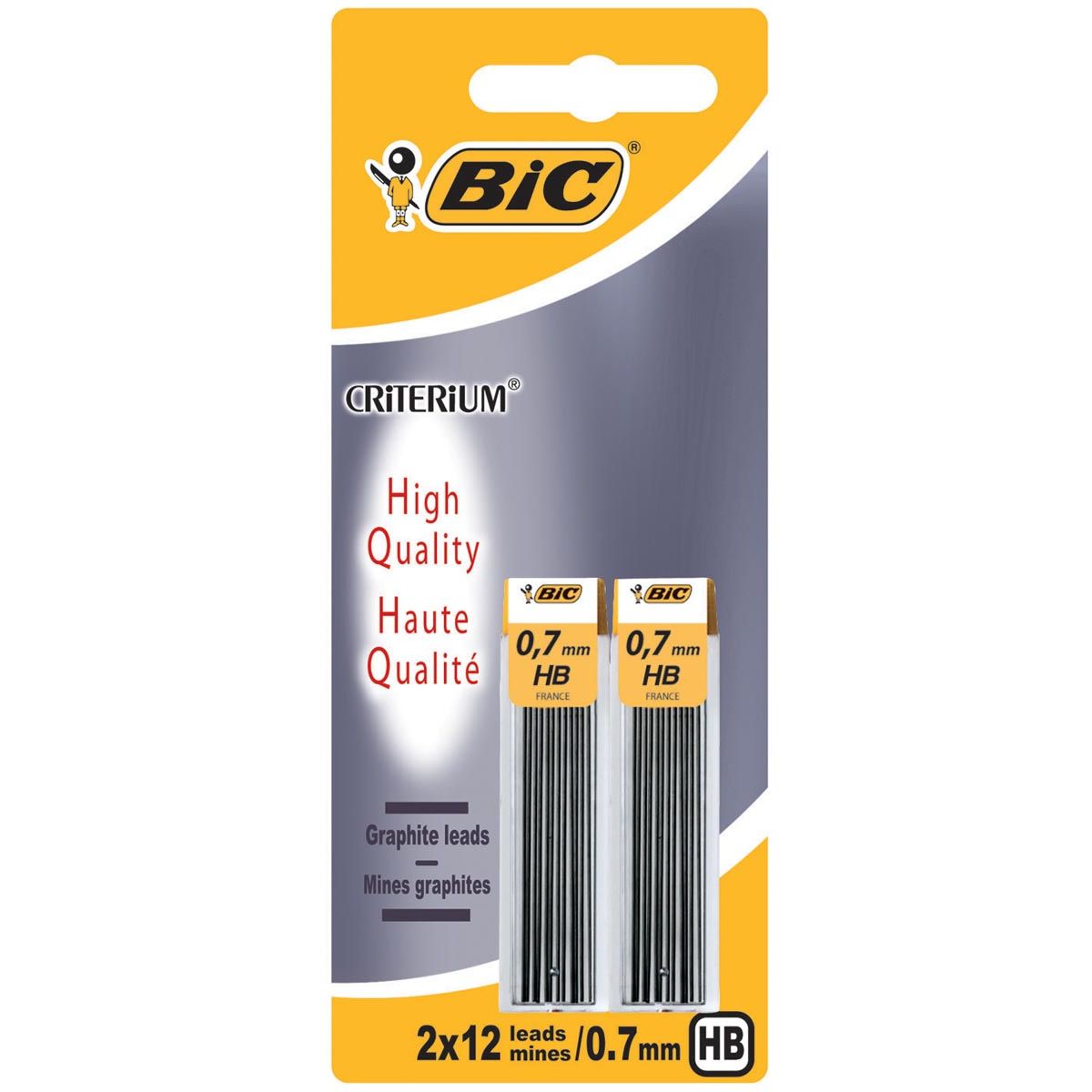 Bic - Bleistiftminen, 0,7 mm, HB, Blister mit 2 Kartons à 12 Stück