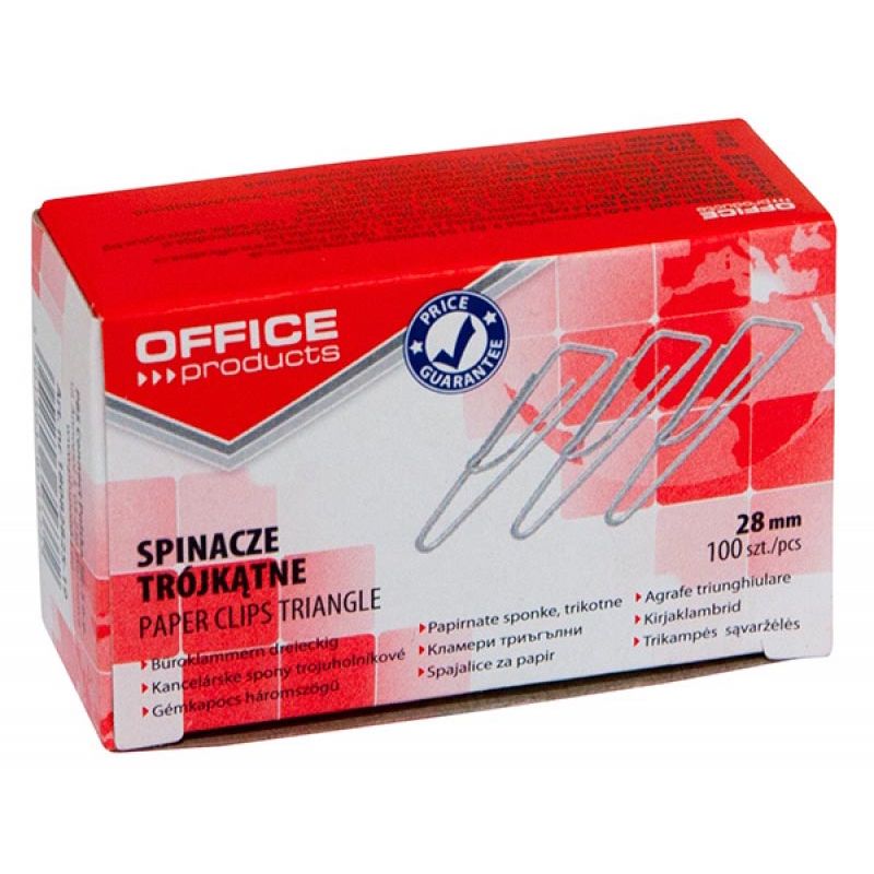 OFFICE products - papierklemmen, 28 mm, gegalvaniseerd, driehoekig, doos van 100 stuks