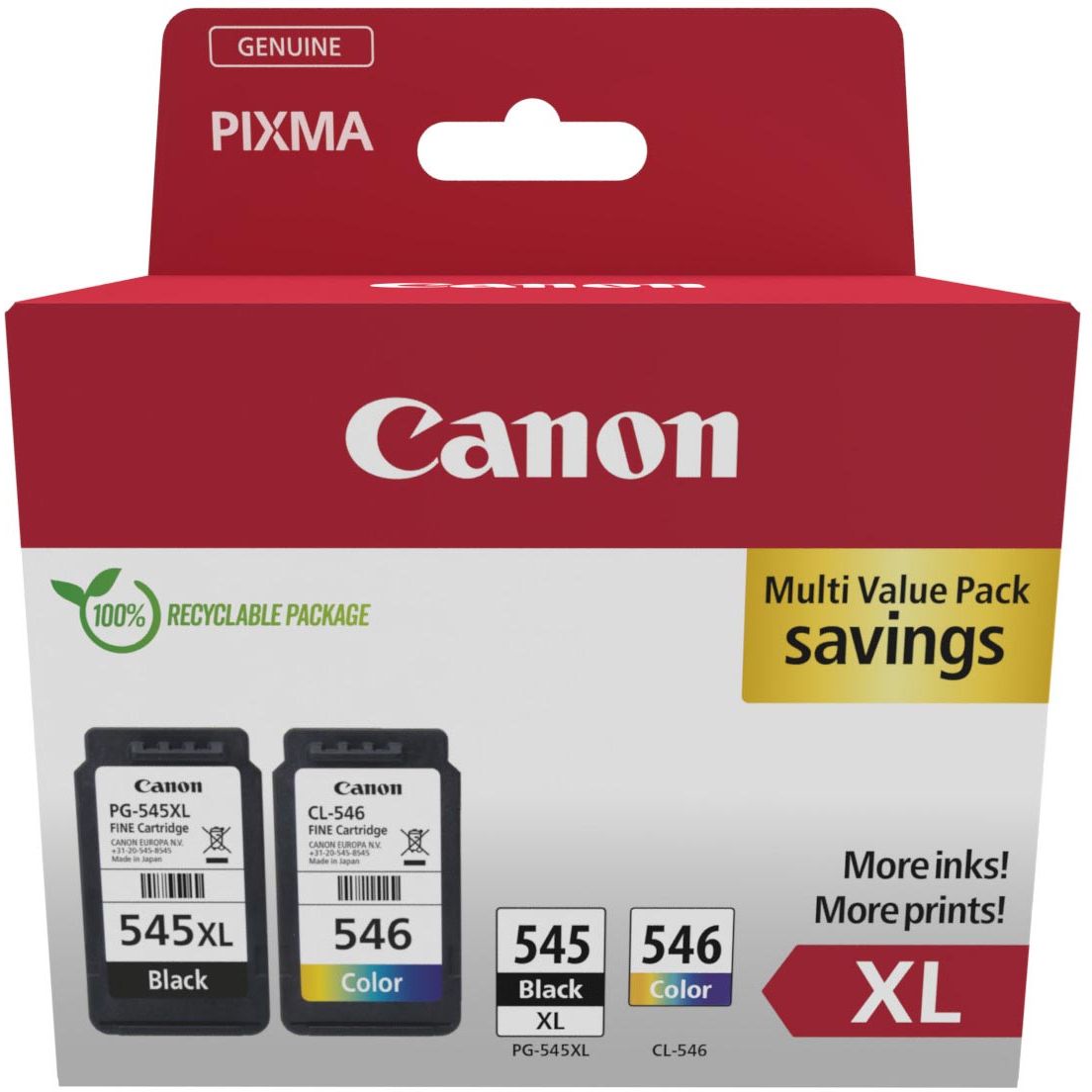 Canon - photo value pack 1 x PG-545XL + 1 x CL-546XL, 300 400 pagina's, OEM 8286B012, 4 kleuren