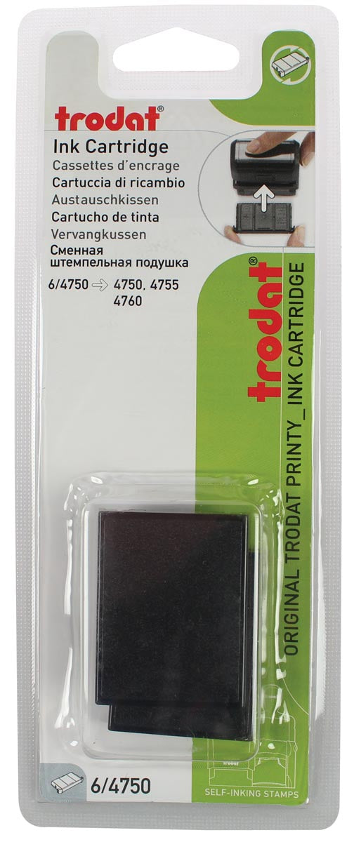 Trodat - vervangkussen zwart, voor stempel 4750/4755, blister 2 stuks