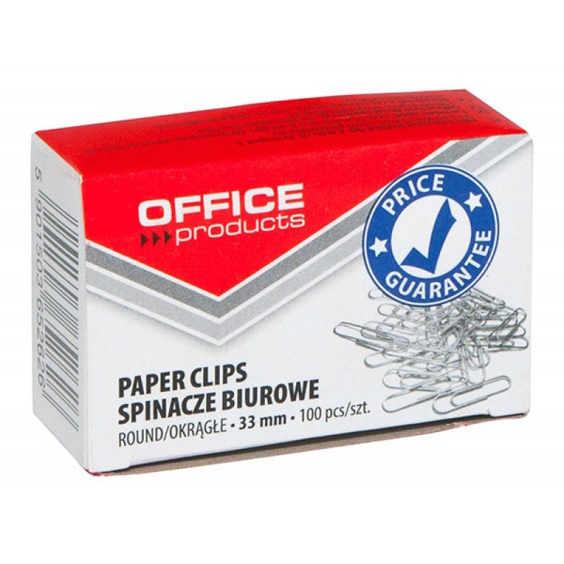 OFFICE products - papierklemmen, 33 mm, gegalvaniseerd, doos van 100 stuks