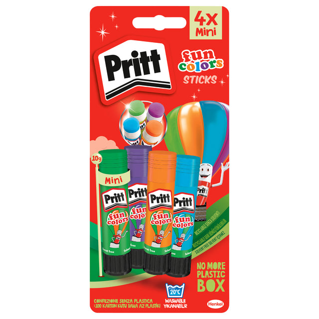 Pritt - Lijmstift Stick 10gr FUN Colors 1 blister à 4 stuks