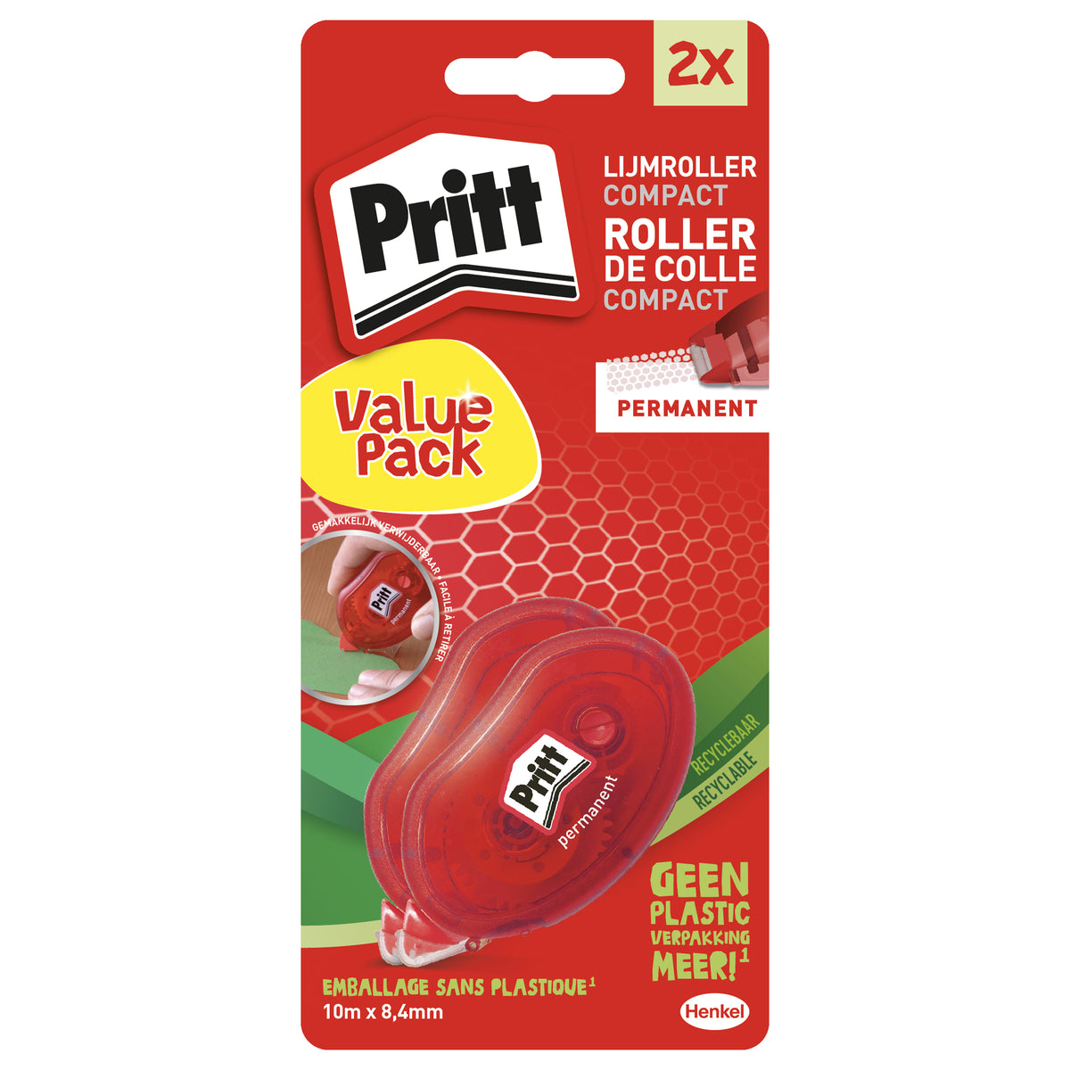 Pritt - rouleau à colle Glue-it Recharge, blister de 2 pièces (le 2ème à moitié prix)
