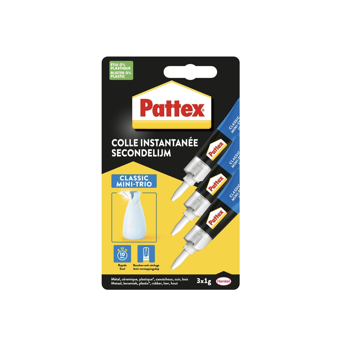 Pattex - Sekundenkleber Classic Mini Trio Tube 3x1 Gramm im Blister | 12 Stück