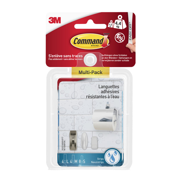 Command - Bevestigingsstrip waterbestendig 16 stuks assorti