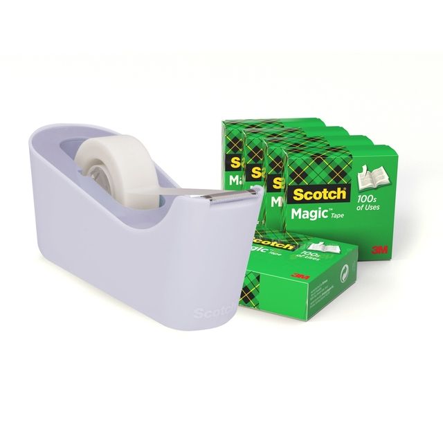 Scotch - Support ruban adhésif C18 lavande + 6 rouleaux magic e 19mmx33m
