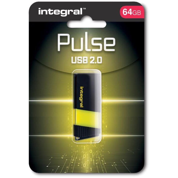 Integral - Clé USB 2.0 Pulse, 64 Go, noir/jaune