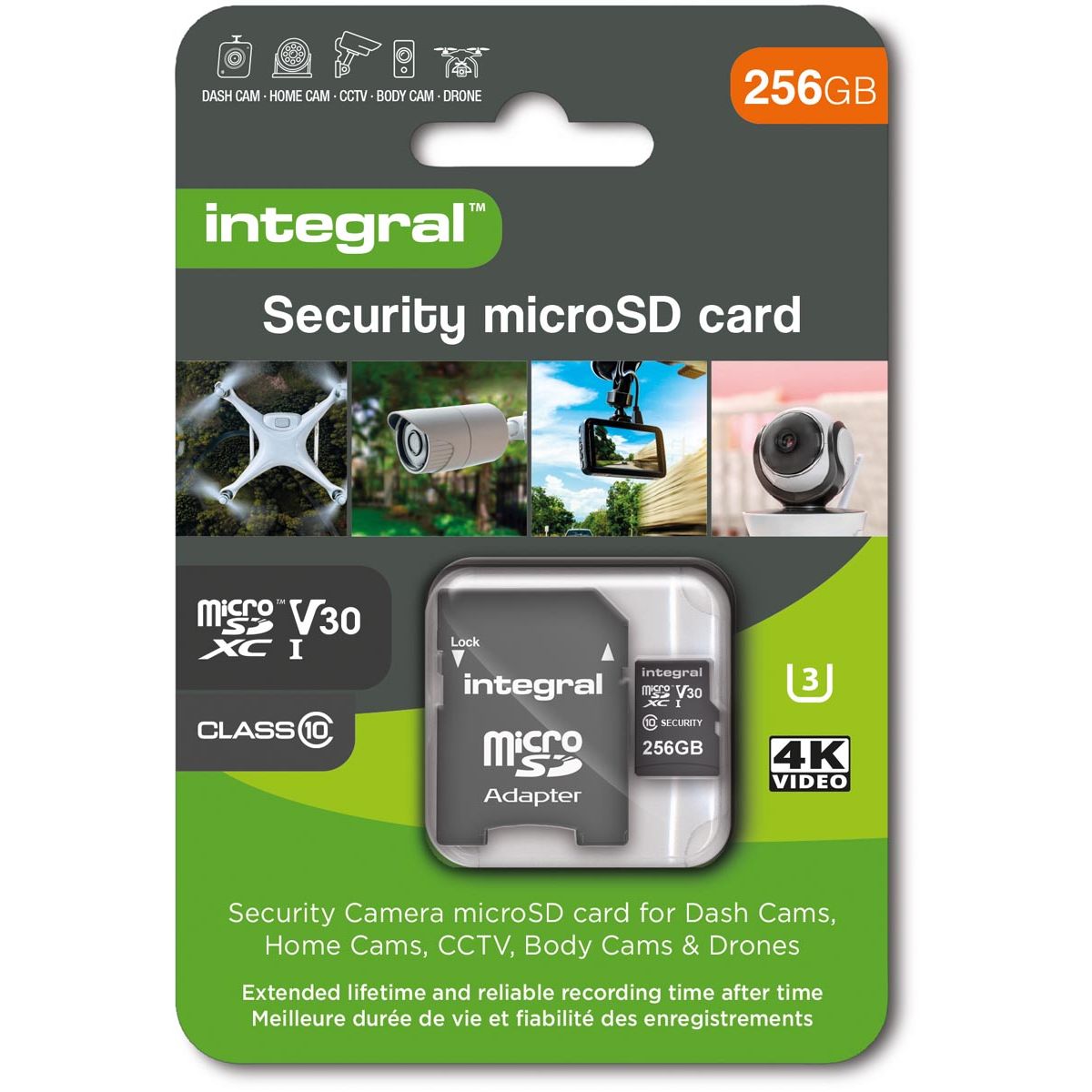 Integrierte microSDXC-Speicherkarte, Klasse 10 V30, 256 GB