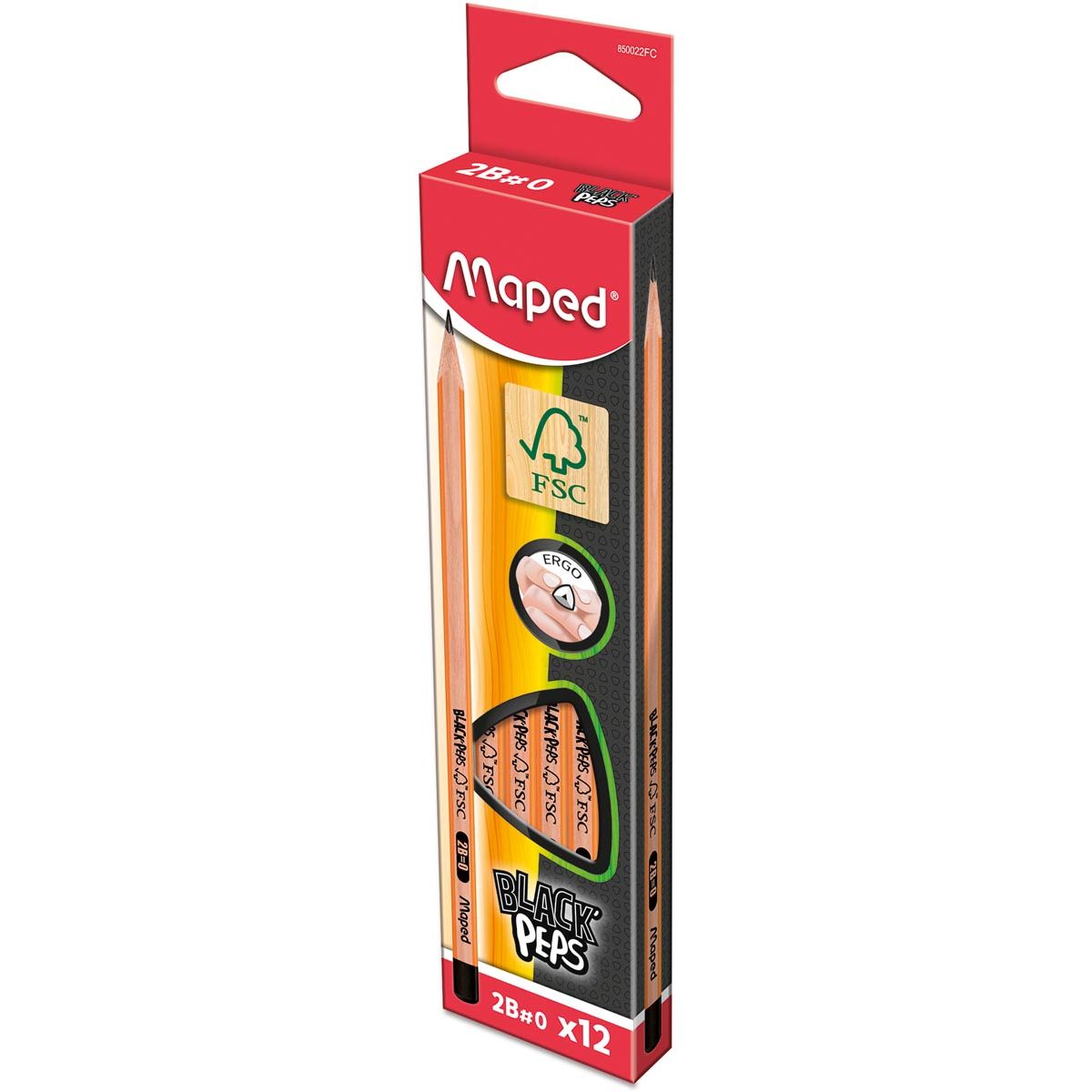 Maped - Black'Peps 2B Bleistift, ohne Radiergummi