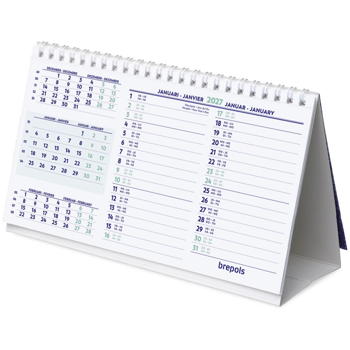 Brepols - Calendrier mensuel de bureau 2026 210x125mm