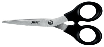 Leitz - 54230095 buro- knutselschaar Kantoorschaar Rechte knip Zwart, Roestvrijstaal