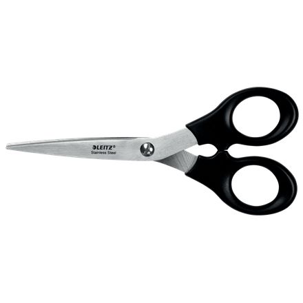Leitz - ciseaux, pi 16,5 cm, droite et gauche, pointe pointue, acier inoxydable, noirs, blister de 1 pièce