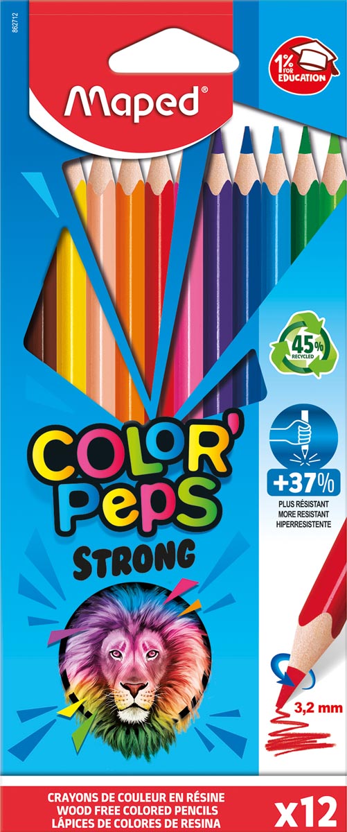 Maped - Buntstift Color'Peps Strong, 12 Stifte im Kartonetui