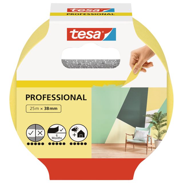 Tesa - Afplake ® Professional 25mx38mm geel | 8 stuks