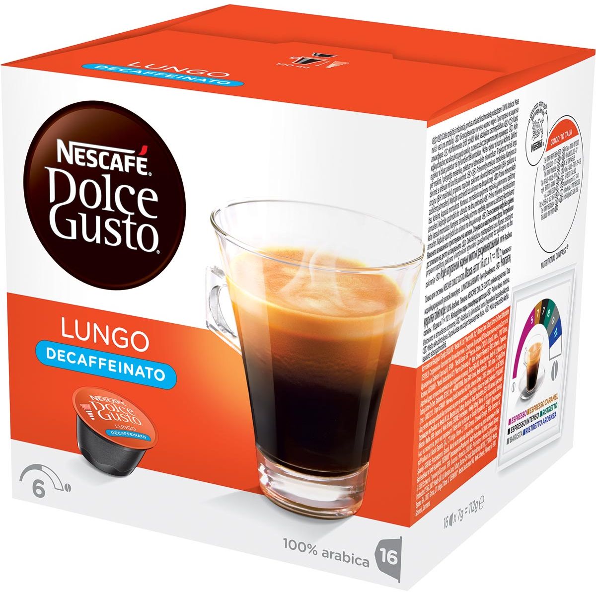 Nescafé - capsules de café, Lungo Decaffeinato, paquet de 16 pièces