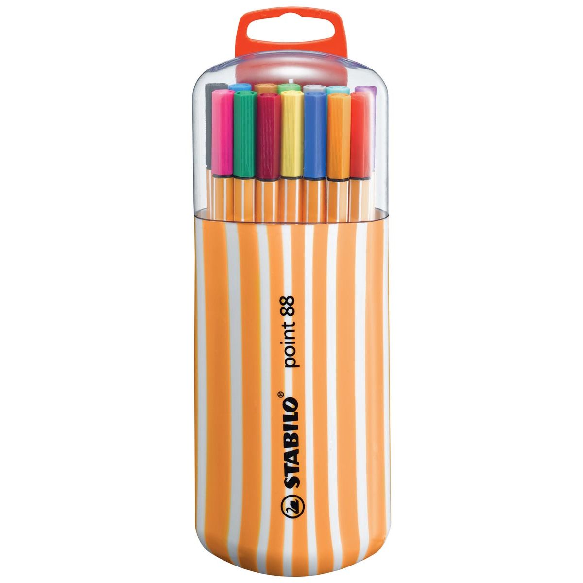 STABILO - feutre fin point 88, boîte Zebrui, étui de 20 pièces couleurs assorties