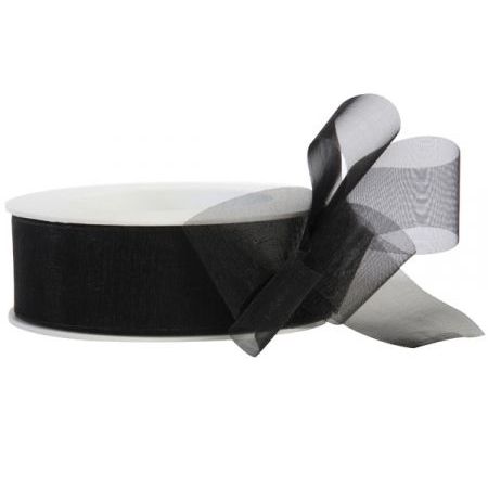 Organza lint 38mm x 25 meter zwart