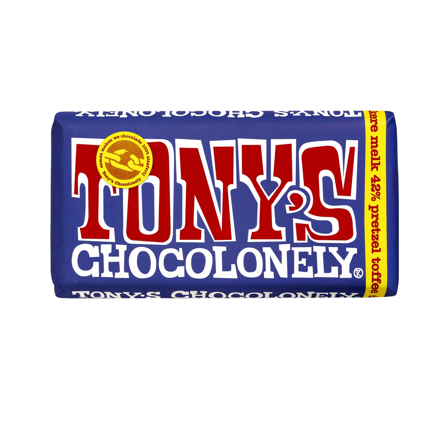 Tony's Chocolonely - Schokoladen-Brezel-Toffee-Riegel mit dunkler Milch, 180 g