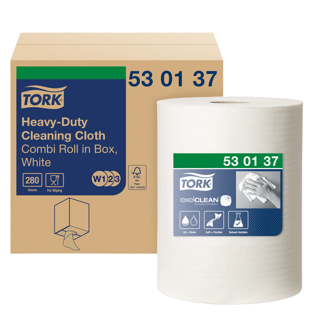 Tork - Chiffon de nettoyage W2 Heavy-Duty 1 couche 106m blanc 530137