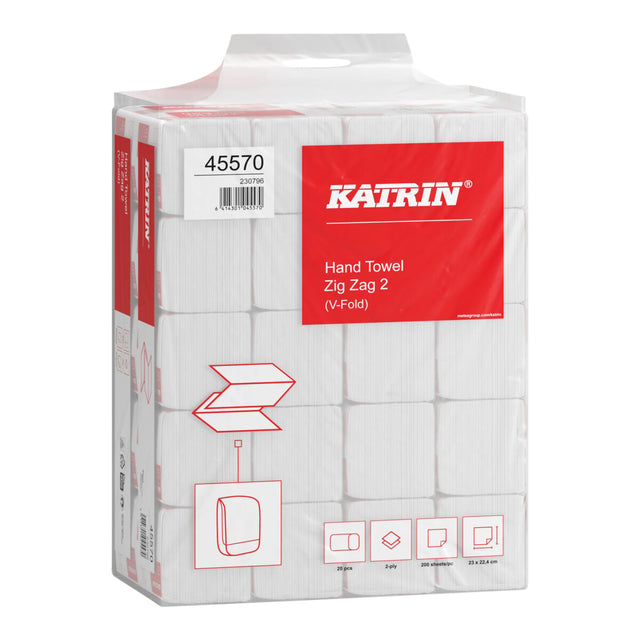 Katrin - Handtuch Z-Falz 2-lagig 224x230mm 20x200 Blatt weiß 45570