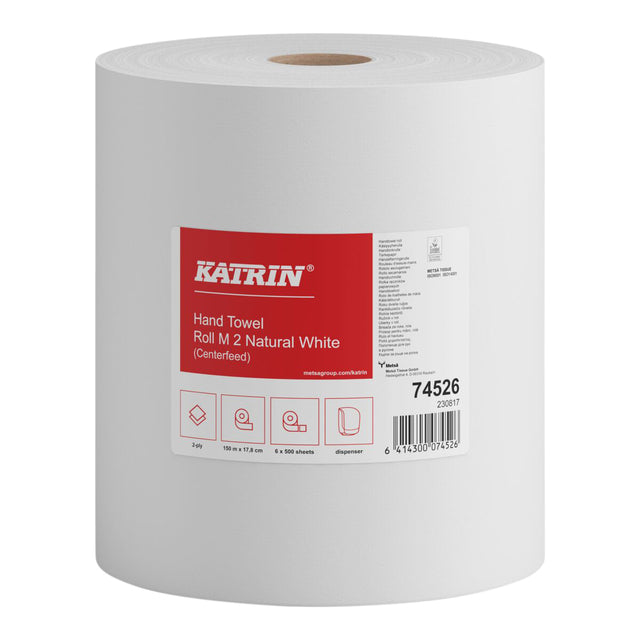Katrin - Papier nettoyant moyen 2 couches 500 feuilles blanc 74526