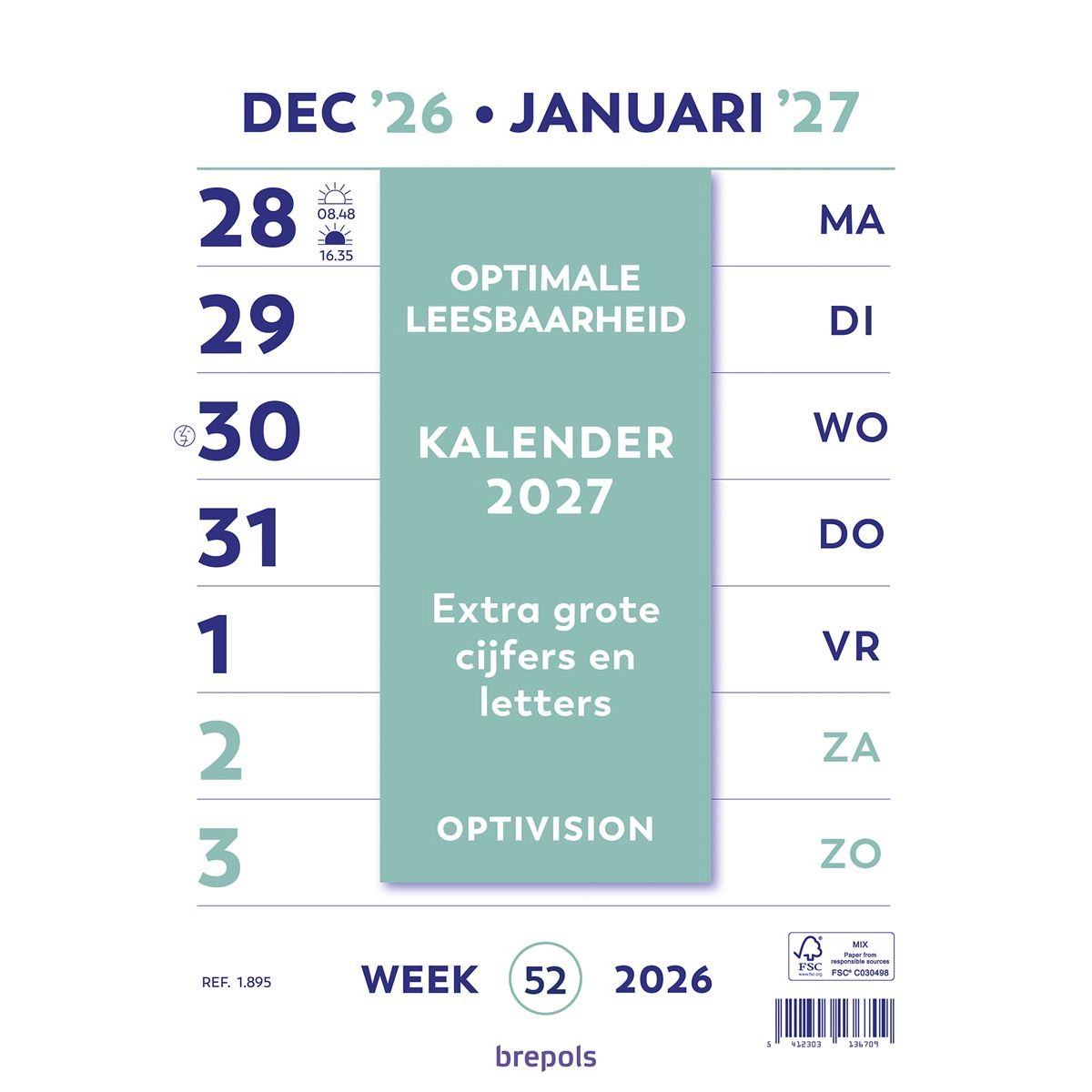 Brepols - Calendrier Optivision en néerlandais, 2026