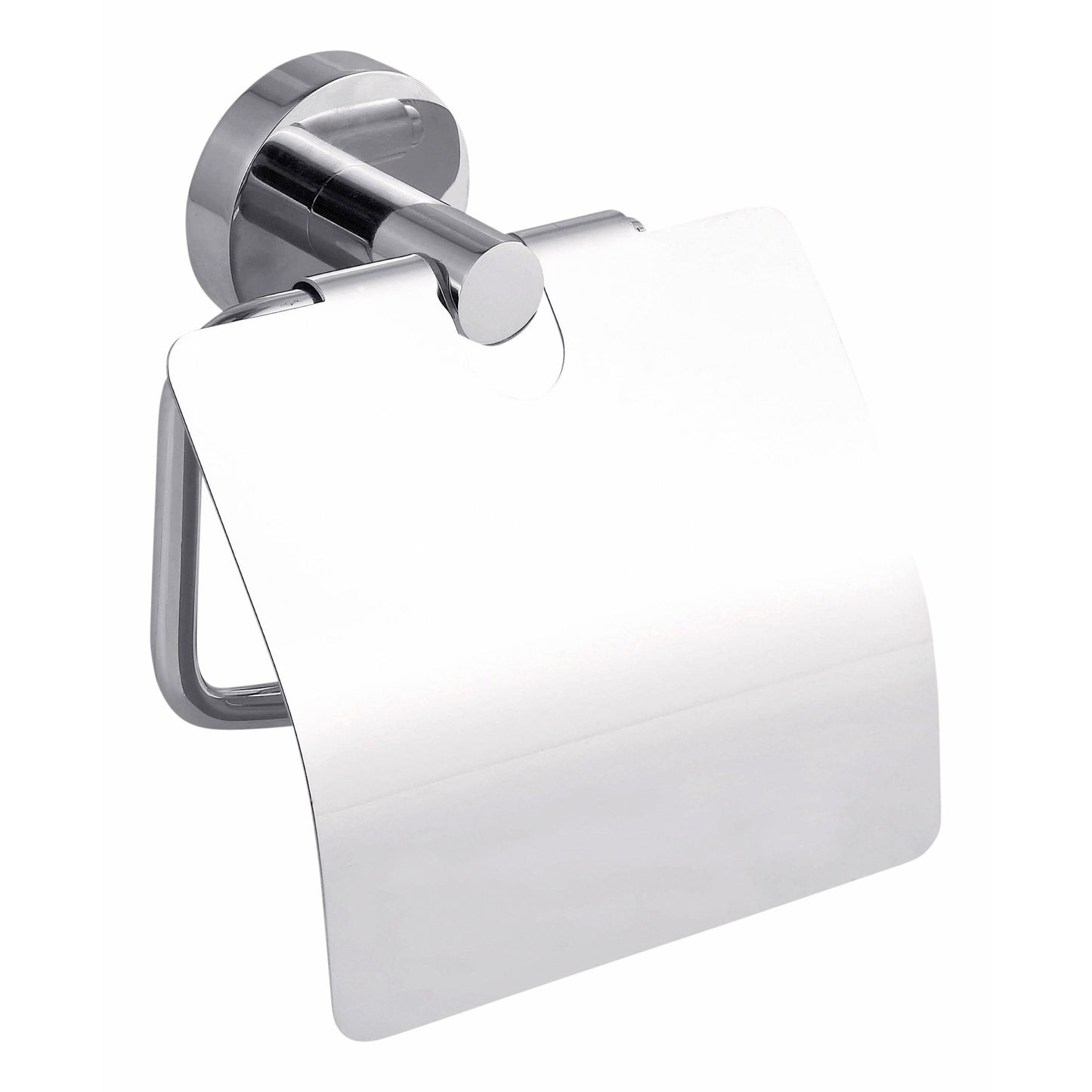 Tesa - Toilettenpapierhalter mit Deckel ® Smooz hochglanzverchromtes Metall, selbstklebend