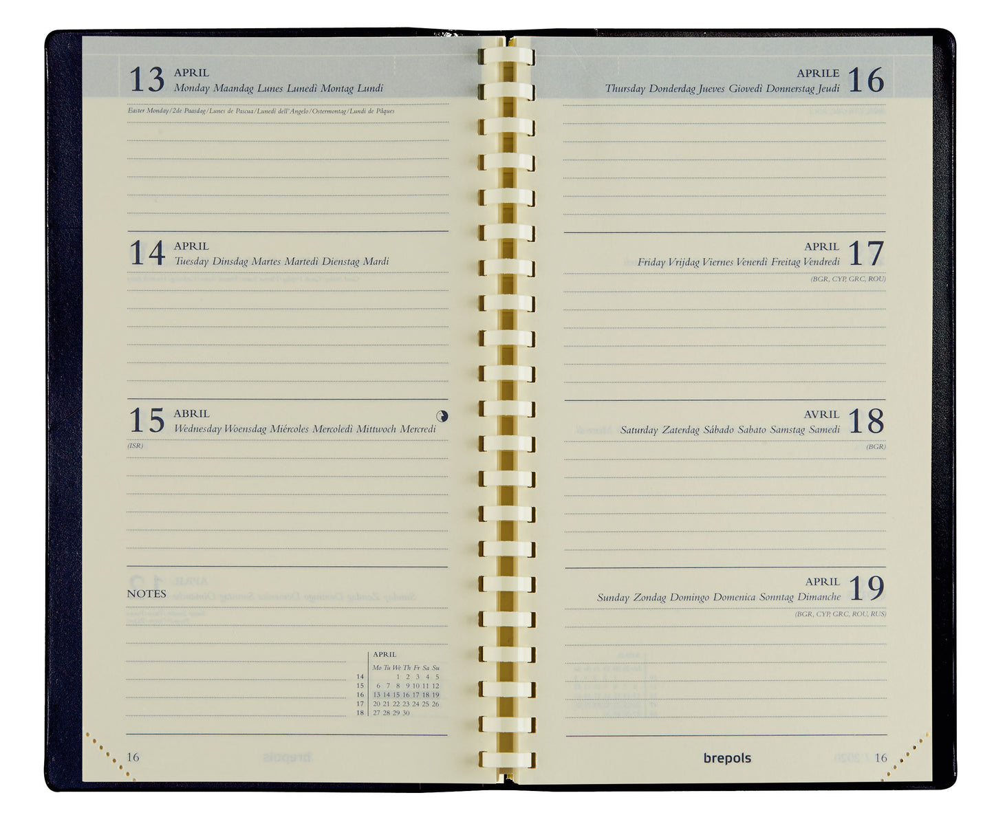 Brepols - Agenda remplissage 2026 Interplan 7 jours/2 pages 6 langues