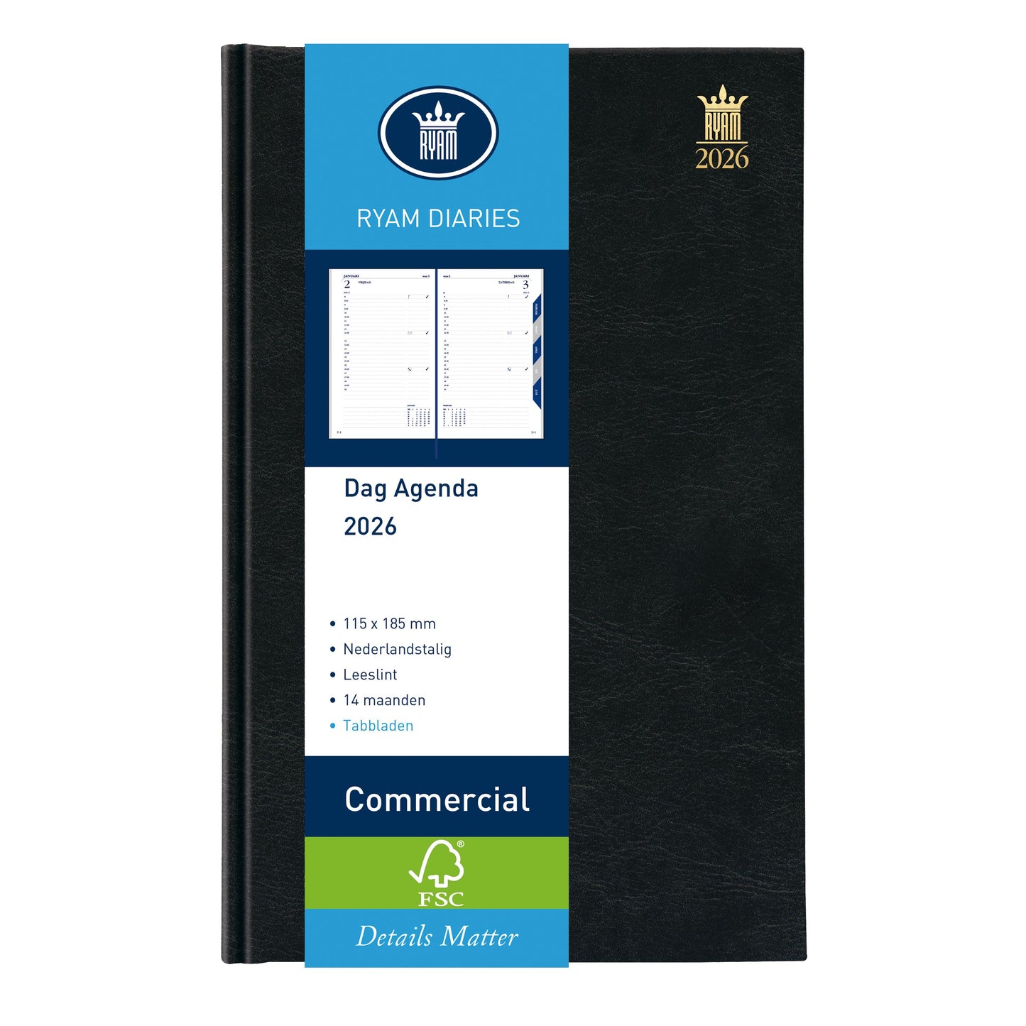 Ryam - Agenda 2026 Commercial Mundior 1dag/1pagina zwart