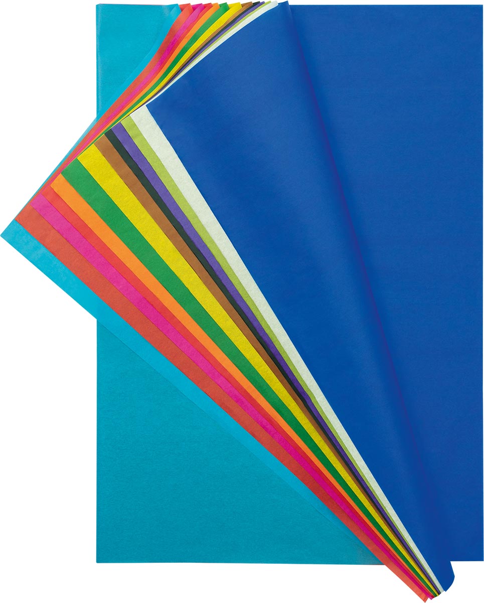 Folia - papier de soie couleurs assorties : bleu foncé, blanc, vert clair, violet, noir, marron, jaune, vert...