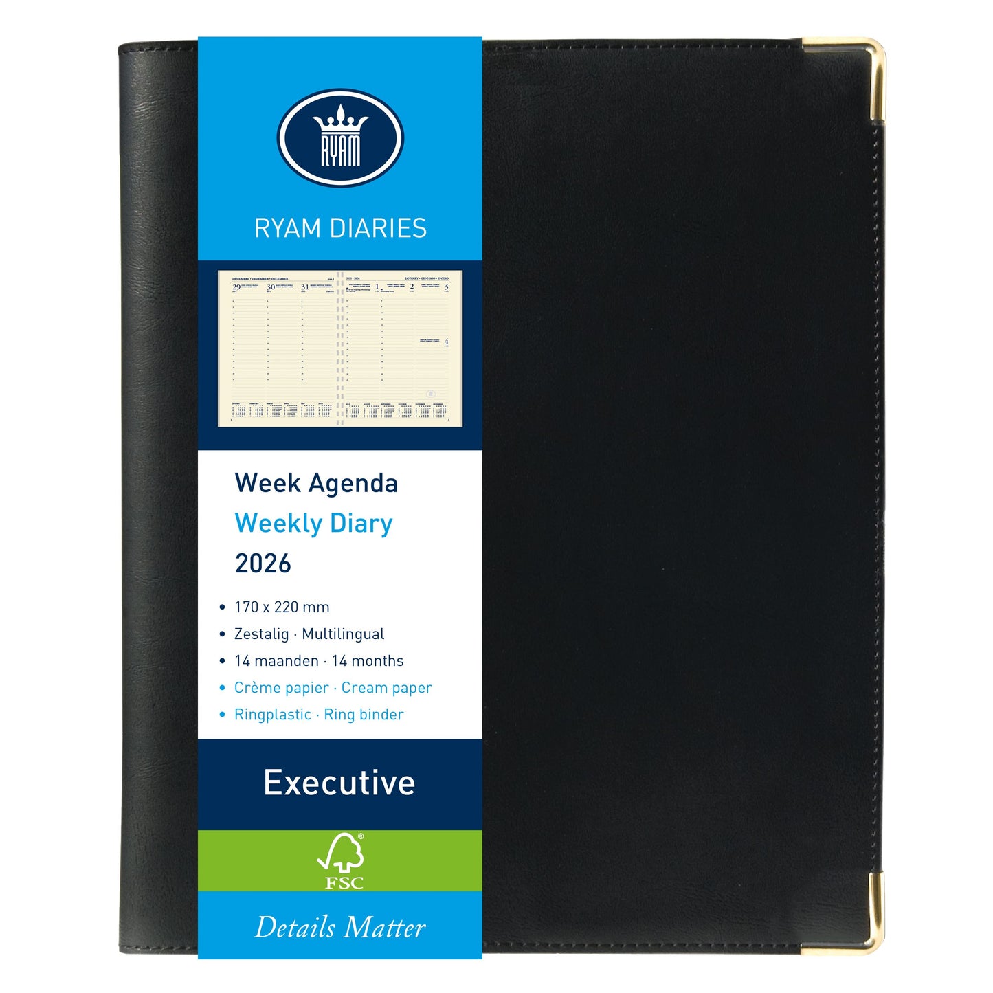 Ryam - Agenda 2027 executive nappa 7d/2 zwart